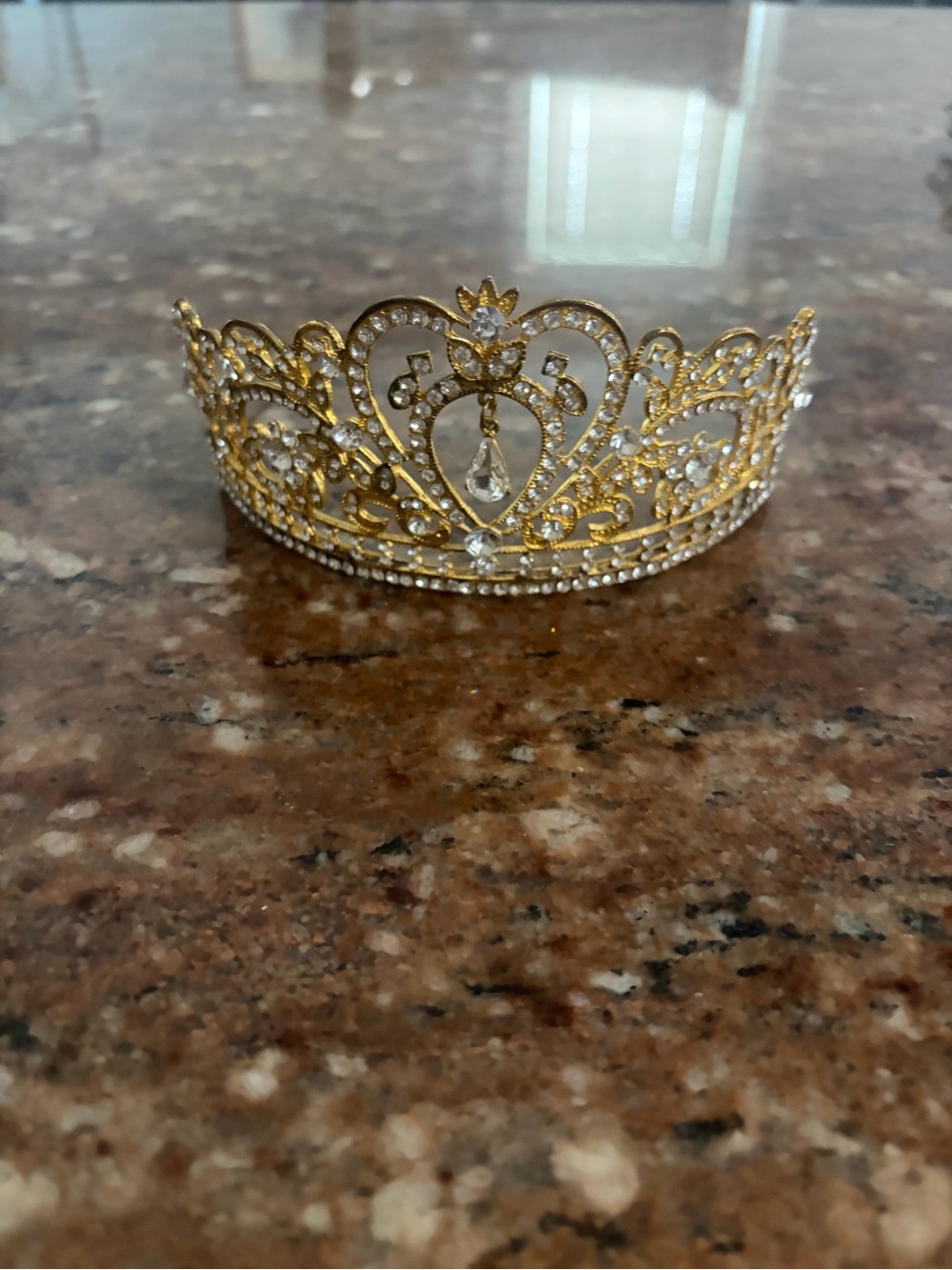 Gold Rhinestone Tiara Crown for Women